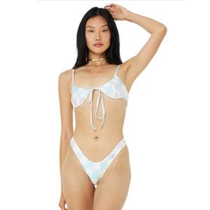 Alo x Frankies Pastel Checker bikini set.